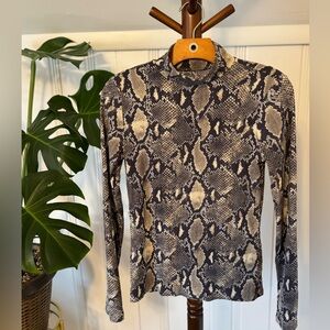 No Boundaries Snake Print Top - Black and Cream